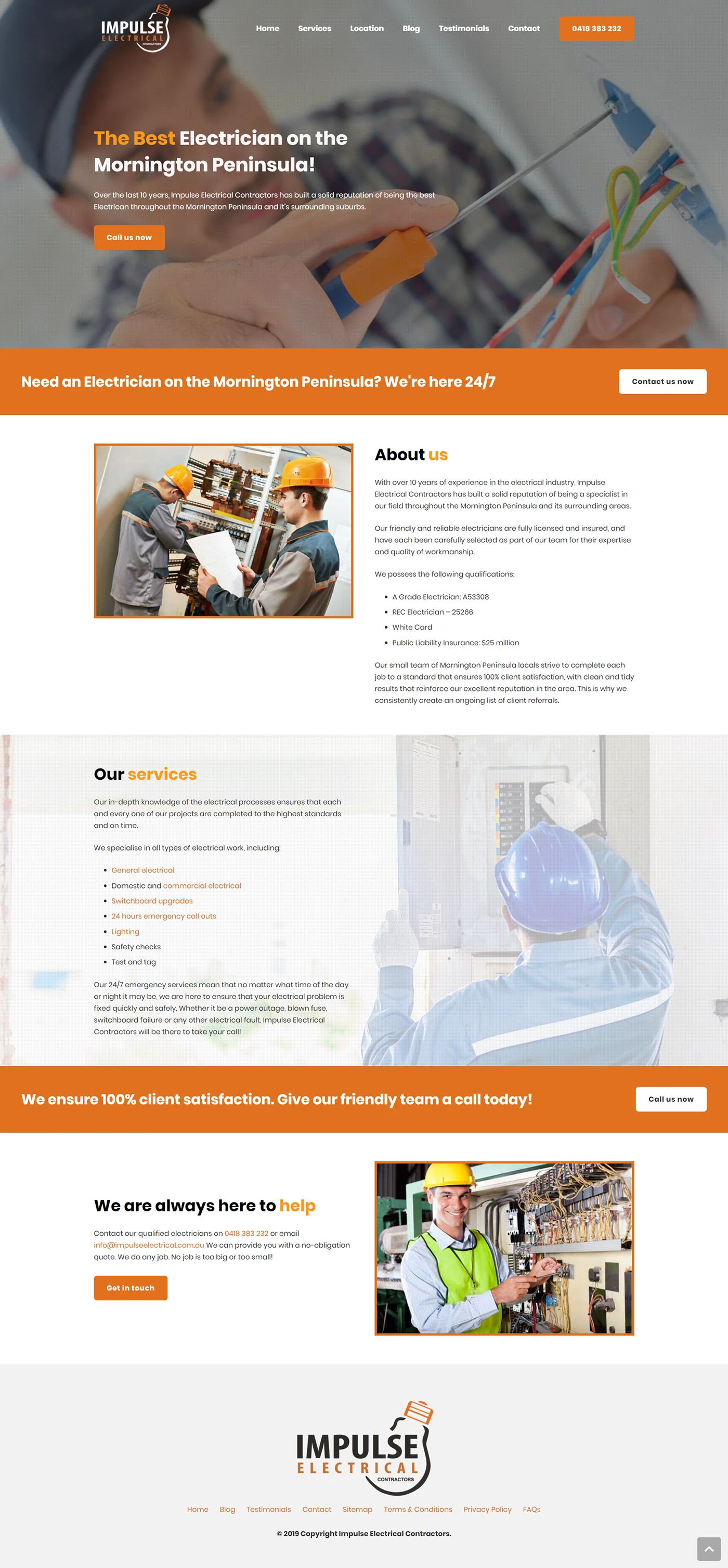 Web Design: Impulse Electrical Contractors — full project presentation