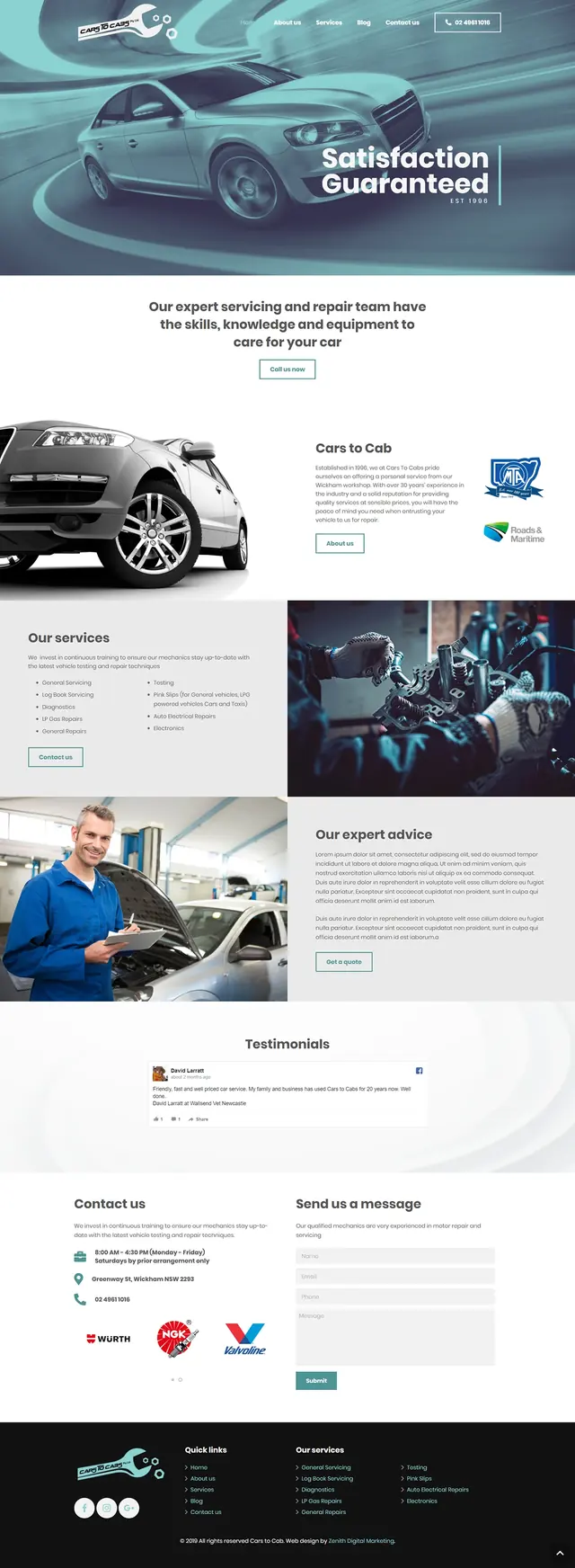 Web Design: Cars to Cab — Landing-page design presentation