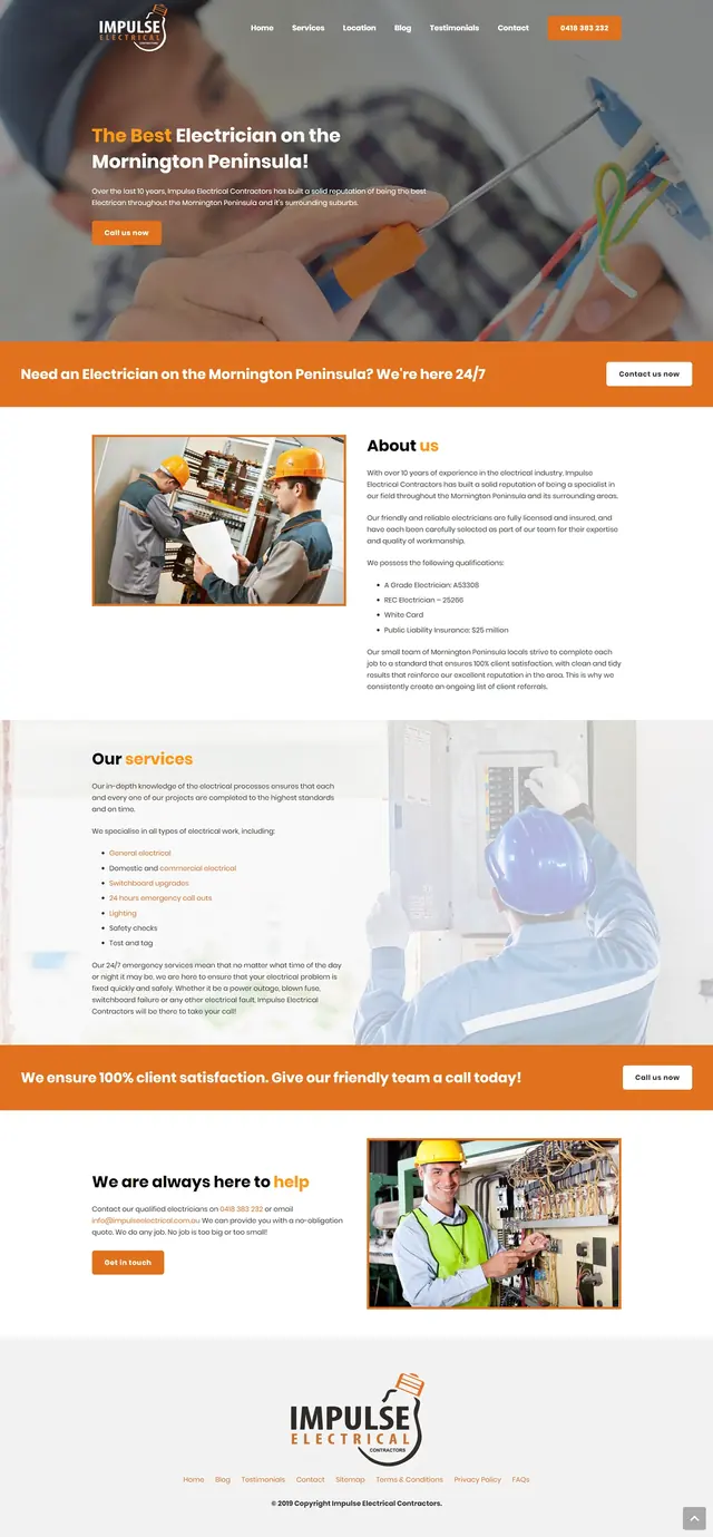 Web Design: Impulse Electrical Contractors — Website design presentation
