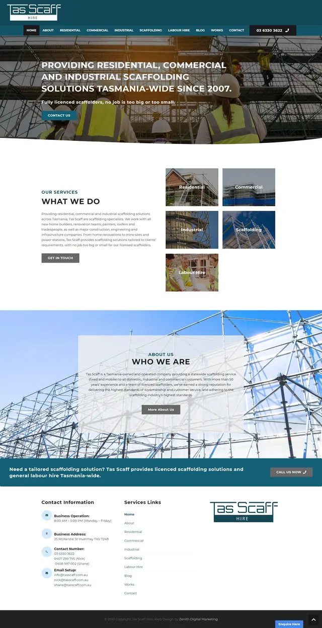 Web Design: Tas Scaff Hire — Website design presentation