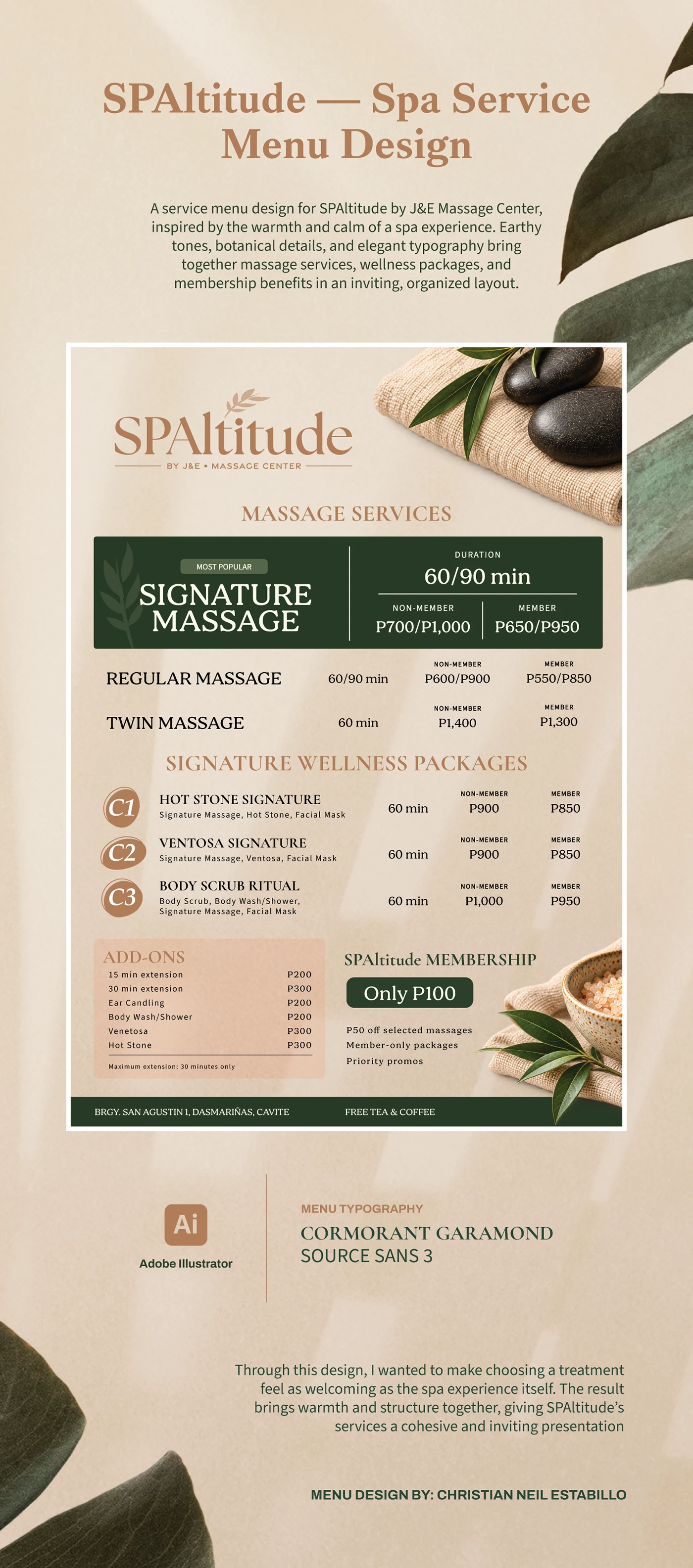 SPAltitude — Spa Service Menu Design — Spa service menu presentation